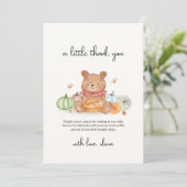 Herfst Bee Cutie Pumpkin Pie Teddy Bear Baby showe Bedankkaart (Staand voorkant)