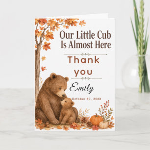 Herfst Beer Baby Shower Bedankkaart