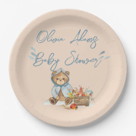 Herfst Beer Baby shower Papieren bord, vroeg wacht Bordje