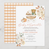 Herfst Beer Baby Strooi Pompoen Baby shower Kaart (Voorkant / Achterkant)