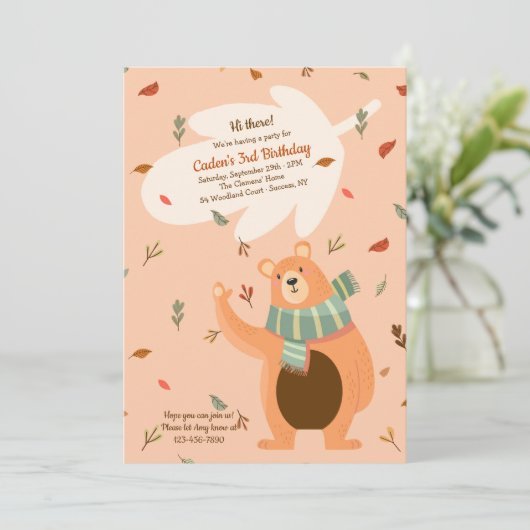 Herfst Beer Birthday Party Kaart (Staand voorkant)