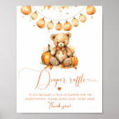 Herfst beer Kleine pompoen Luier Raffle baby showe Poster (Voorkant)