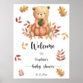 Herfst Beer met pompoen - Welkom baby shower Poster (Voorkant)