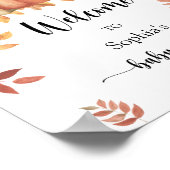 Herfst Beer met pompoen - Welkom baby shower Poster (Hoek)