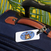 Herfst Beer met vallende bladeren Bagagelabel