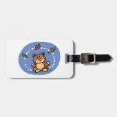 Herfst Beer met vallende bladeren Bagagelabel (Voorkant horizontaal)