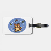 Herfst Beer met vallende bladeren Bagagelabel (Achterkant horizontaal)