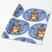 Herfst Beer met vallende bladeren Cadeaupapier (Uitgerold)