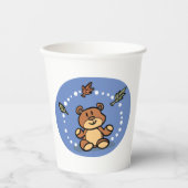 Herfst Beer met vallende bladeren Papieren Bekers (Voorkant)