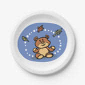 Herfst Beer met vallende bladeren Papieren Bordje (Voorkant)