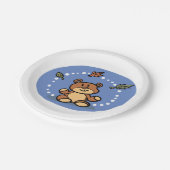 Herfst Beer met vallende bladeren Papieren Bordje (Gekanteld)