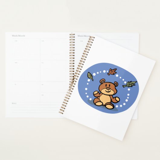 Herfst Beer met vallende bladeren Planner (Display)