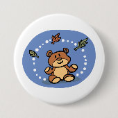 Herfst Beer met vallende bladeren Ronde Button 7,6 Cm (Voorkant)