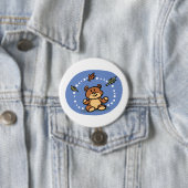 Herfst Beer met vallende bladeren Ronde Button 7,6 Cm (In situ)