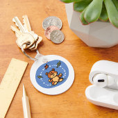 Herfst Beer met vallende bladeren Sleutelhanger