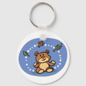 Herfst Beer met vallende bladeren Sleutelhanger (Achterkant)