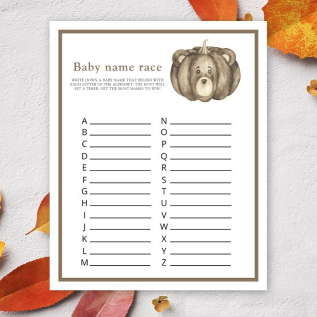Herfst Beer Pompoen - Baby naam race spel (Creator heeft geüpload)