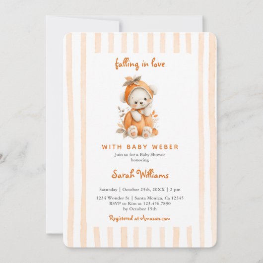 Herfst Beer pompoen Baby shower Kaart (Voorkant)