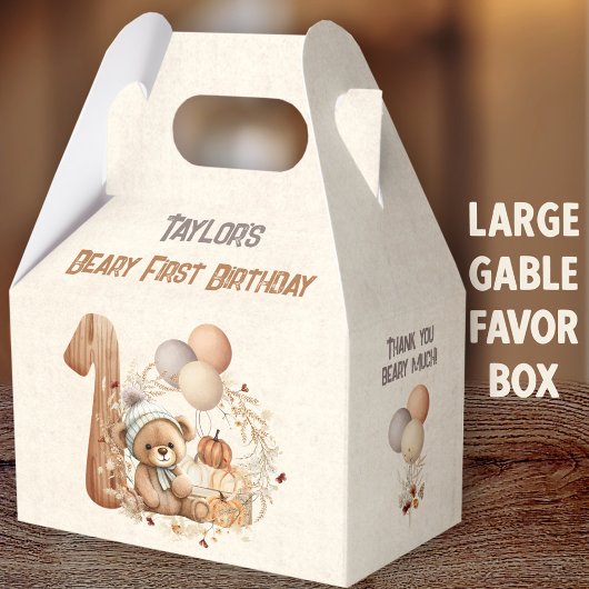 Herfst Beer Pompoen Boy 1e Verjaardag Groot Bedankdoosjes