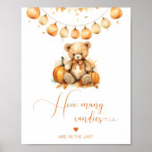 Herfst beer raad eens hoeveel snoepjes baby shower poster (Voorkant)