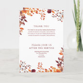 Herfst begrafenis herdenkingsbevel gevouwen programma (Achterkant)