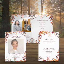 Herfst begrafenis herdenkingsbevel gevouwen programma