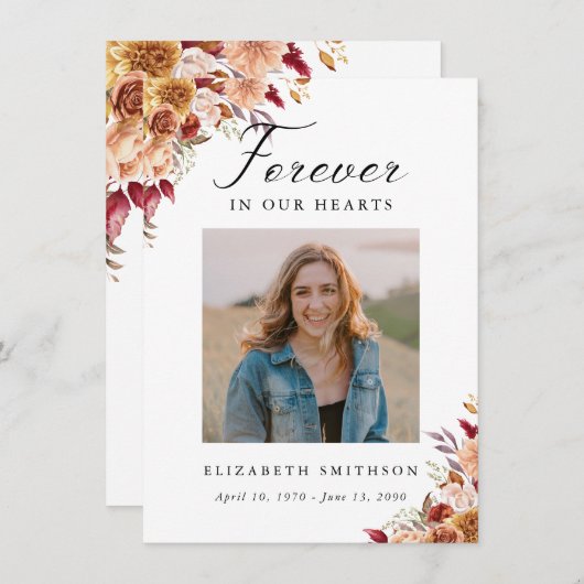 Herfst Begrafenis voor altijd in ons hart Gedichte (Voorkant / Achterkant)