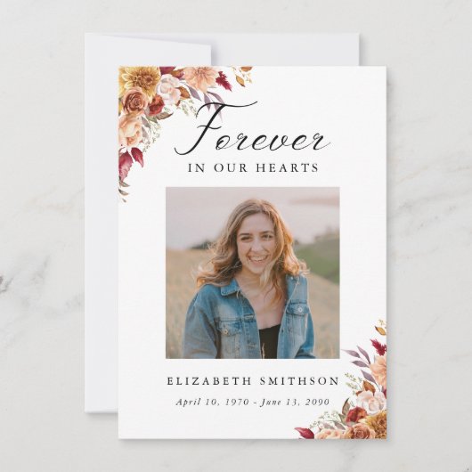 Herfst Begrafenis voor altijd in ons hart Gedichte (Voorkant)