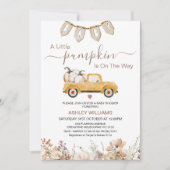 Herfst Beige Brown Little Pumpkin Truck Baby showe Kaart (Voorkant)