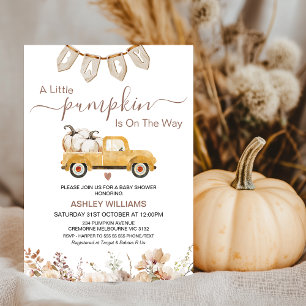 Herfst Beige Brown Little Pumpkin Truck Baby showe Kaart