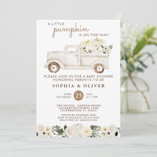 Herfst Beige Bruin Gender Neutral Couples Shower Kaart (Staand voorkant)