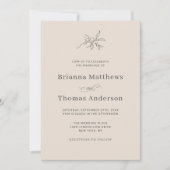 Herfst Beige Eenvoudige Elegante Bruiloft Kaart (Voorkant)