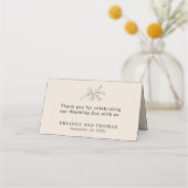 Herfst Beige Eenvoudige Elegante Bruiloft Plaatskaartje (Achterkant)