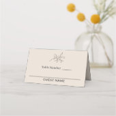 Herfst Beige Eenvoudige Elegante Bruiloft Plaatskaartje (Voorkant)