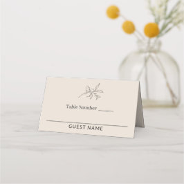 Herfst Beige Eenvoudige Elegante Bruiloft Plaatskaartje