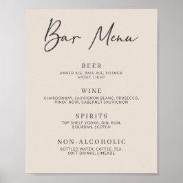 Herfst Beige Eenvoudige Minimalistische Bar Menu Poster