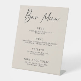 Herfst Beige Eenvoudige Minimalistische Bar Menu Reclamebord Met Voetstuk
