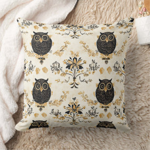 Herfst Beige Uil Botanisch Bos Patroon Kussen