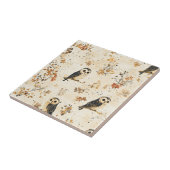 Herfst Beige Uil Botanisch Bos Patroon Tegeltje (Zijkant)