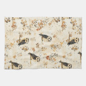 Herfst Beige Uil Botanisch Bos Patroon Theedoek (Horizontaal)