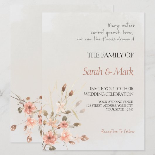 Herfst Belofte - Elegante herfst bruiloft uitnodig Kaart (Voorkant / Achterkant)