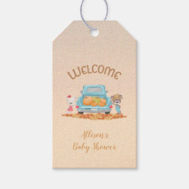 Herfst Beren pompoenen in Truck Custom Cadeaulabel