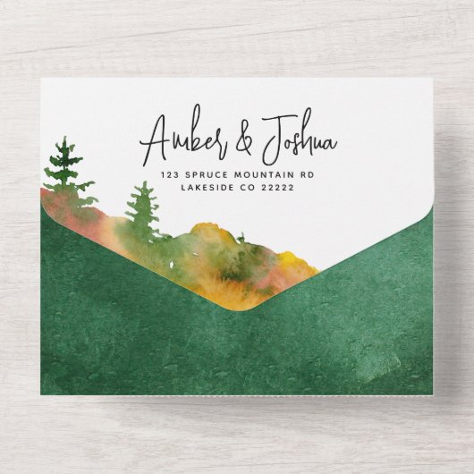 Herfst Berg Alles in een bruiloft Uitnodigen All In One Uitnodiging (Achterkant)