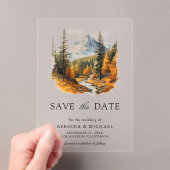 Herfst Berg Bos Bruiloft Save the Date Acryl Uitnodigingen (Insitu (Draagbaar))