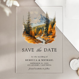Herfst Berg Bos Bruiloft Save the Date Acryl Uitnodigingen