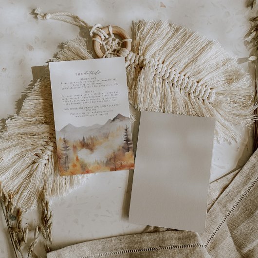 Herfst Berg Bruiloft Details Behuizing Kaart