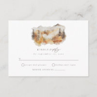 Herfst Berg Bruiloft RSVP Behuizing Kaart