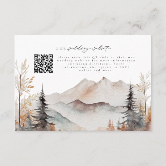 Herfst Berg QR Code Bruiloft Details Kaart (Voorkant)
