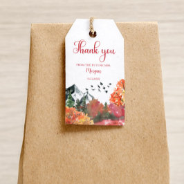 Herfst Bergbos Bruiloft Dank Cadeaulabel