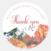 Herfst Bergbos Bruiloft Feest Ronde Sticker (Voorkant)